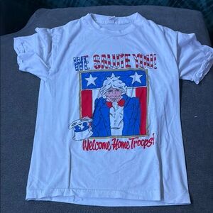 White Graphic T-Shirt with Patriotic Design